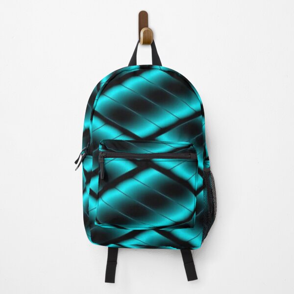 Item preview, Cyan Neon Scales - Luminous Futuristic Geometric Pattern on a Black Background designed and sold by RAYBIL.