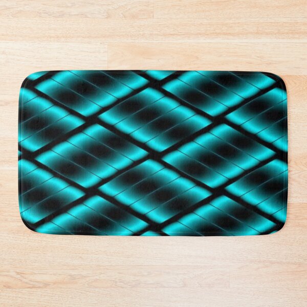 Item preview, Cyan Neon Scales - Luminous Futuristic Geometric Pattern on a Black Background designed and sold by RAYBIL.