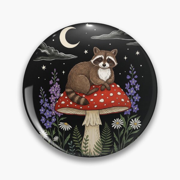 Item preview, Cute Raccoon with Mushrooms | Woodland Animal | Cottagecore Forest Critter | Whimsical Nature Art designed and sold by MS Pod Studio.