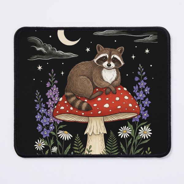 Item preview, Cute Raccoon with Mushrooms | Woodland Animal | Cottagecore Forest Critter | Whimsical Nature Art designed and sold by MS Pod Studio.