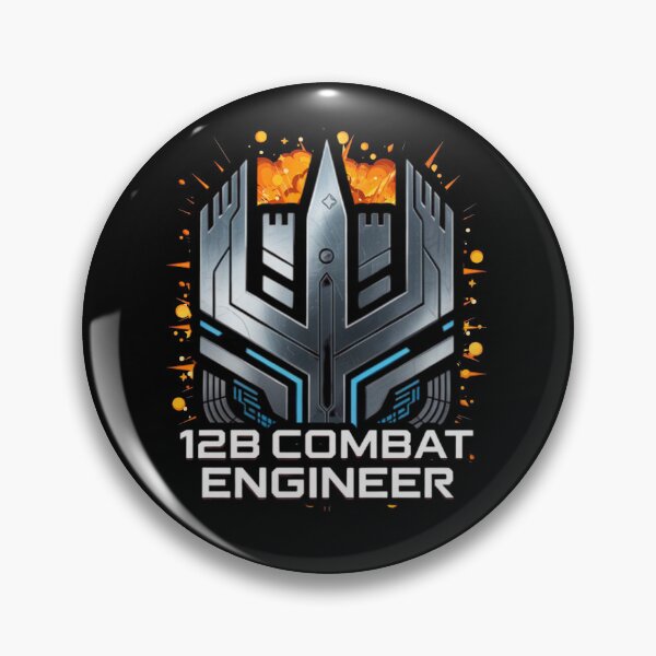 Item preview, 12B Combat Engineer — Futuristic Tech Mask Emblem with Explosion U.S. Army MOS Graphic designed and sold by GFamilyC.