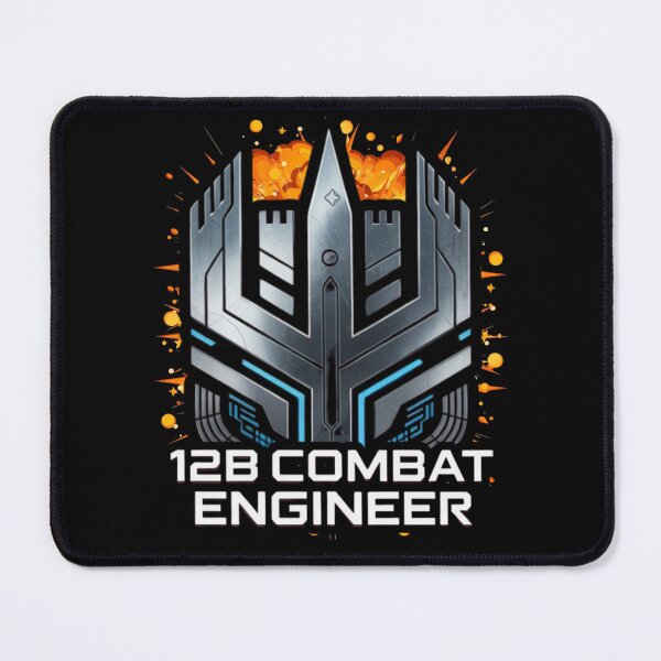 Item preview, 12B Combat Engineer — Futuristic Tech Mask Emblem with Explosion U.S. Army MOS Graphic designed and sold by GFamilyC.