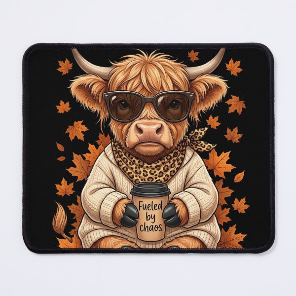 Item preview, Leaves Fall I Don't Funny Highland Cow Shirt | Fueled by Chaos Cow | Cute Autumn Highland Cow Gift designed and sold by MS Pod Studio.