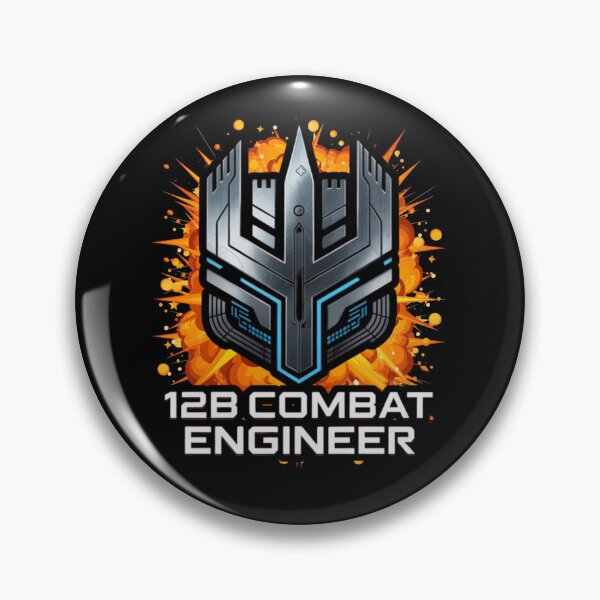 Item preview, 12B Combat Engineer — Futuristic Tech Shield Emblem with Explosion U.S. Army MOS Graphic designed and sold by GFamilyC.