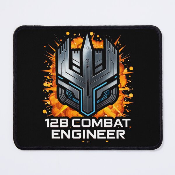 Item preview, 12B Combat Engineer — Futuristic Tech Shield Emblem with Explosion U.S. Army MOS Graphic designed and sold by GFamilyC.
