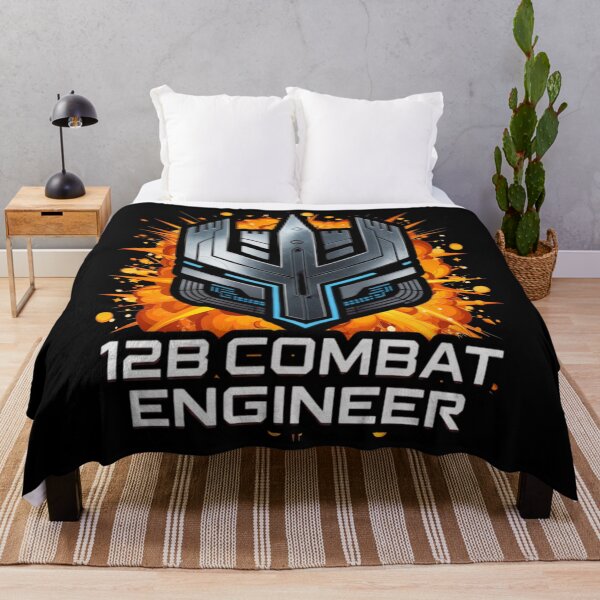 Item preview, 12B Combat Engineer — Futuristic Tech Shield Emblem with Explosion U.S. Army MOS Graphic designed and sold by GFamilyC.