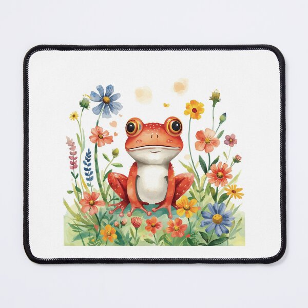 Item preview, Cute Watercolor Frog in a Garden of Flowers designed and sold by poppet103.