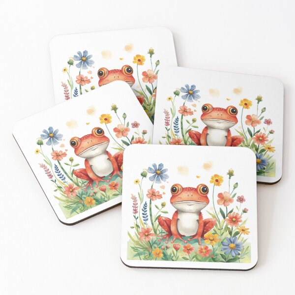 Item preview, Cute Watercolor Frog in a Garden of Flowers designed and sold by poppet103.