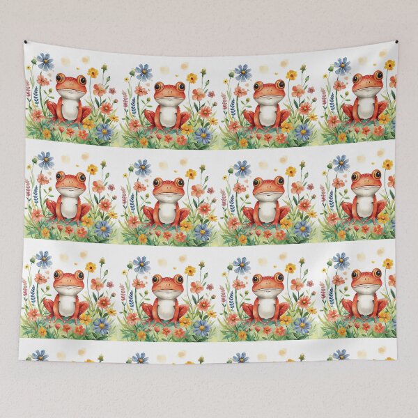 Item preview, Cute Watercolor Frog in a Garden of Flowers designed and sold by poppet103.