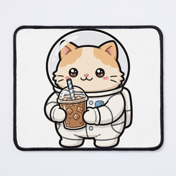 Item preview, Cute Astronaut Cat Drinking Iced Coffee Kawaii Space Aesthetic designed and sold by Goraty2020.