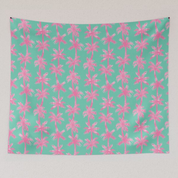 Item preview, Pink Flamingo Florida Palms on Aqua  designed and sold by Moritza Jarman Design.