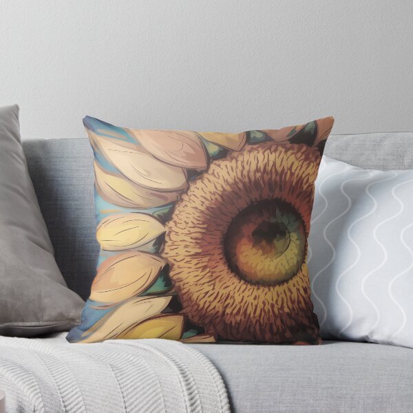 Item preview, Sunflower Close-Up Oil Painting on Blue Sky designed and sold by SellingWSarah17.