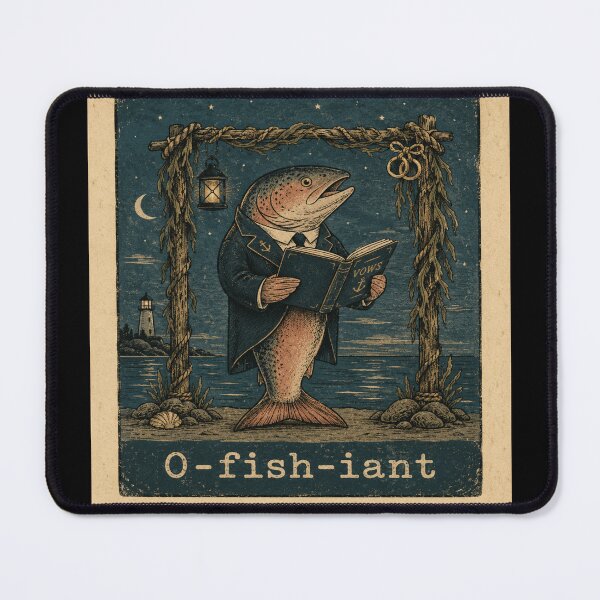 Item preview, O-fish-iant Vintage Salmon Wedding Officiant Shirt designed and sold by POD DYNASTY | Original Print On Demand T-Shirt Graphics.