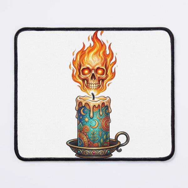 Item preview, Flaming Skull Candle Illustration designed and sold by Bad-Decisions-Designs.