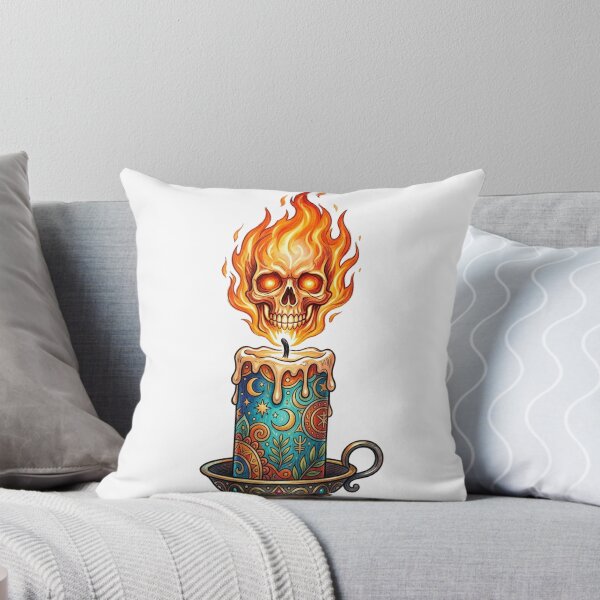 Item preview, Flaming Skull Candle Illustration designed and sold by Bad-Decisions-Designs.