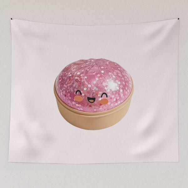 Item preview, Pink Glitter Bao Bun Squishy – Realistic Kawaii Toy designed and sold by EmeraldeaArt.