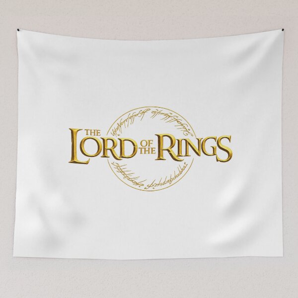 Artikelvorschau, Herr der Ringe: Minimalistisches Logo mit goldenem Ring und elbischer Schrift entworfen und verkauft von Mafiazilla.