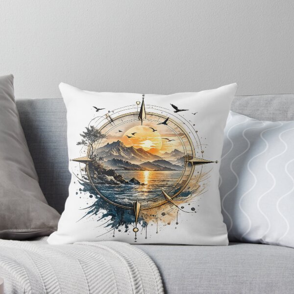 Item preview, Golden Compass Sunset Landscape – Nautical Adventure Art designed and sold by SP319.