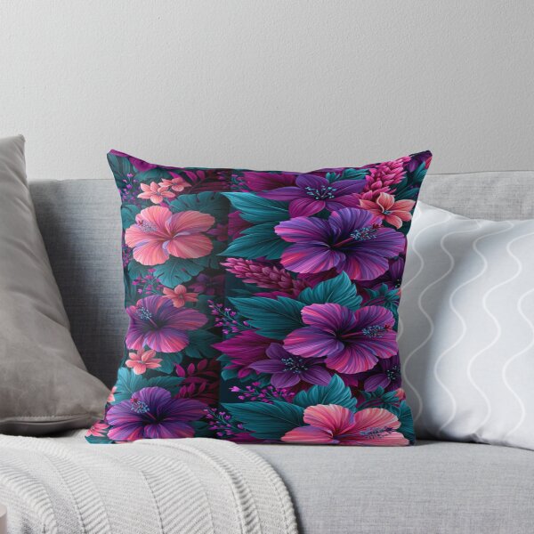 Item preview, The Secret Garden of the Nocturnal Tropics: Neon Tropical Hibiscus - Exotic Floral Pattern of Hibiscus & Monstera on a Dark Background designed and sold by RAYBIL.