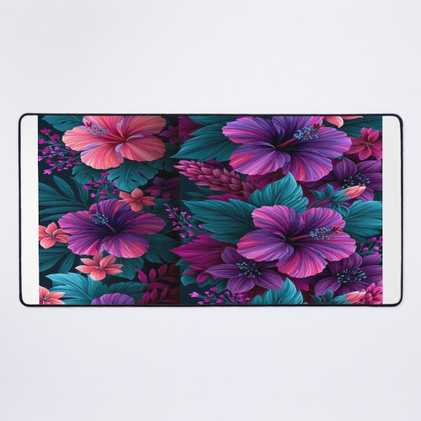 Item preview, The Secret Garden of the Nocturnal Tropics: Neon Tropical Hibiscus - Exotic Floral Pattern of Hibiscus & Monstera on a Dark Background designed and sold by RAYBIL.