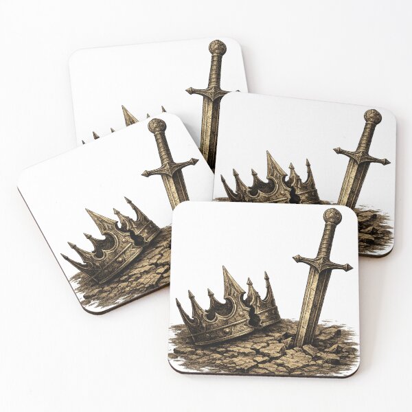 Item preview, Fallen Kingdom: Broken Crown & Sword Woodcut Illustration designed and sold by Mafiazilla.