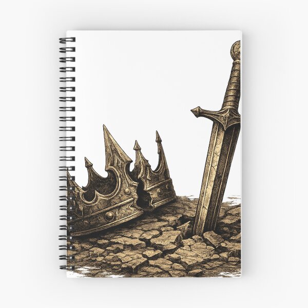 Item preview, Fallen Kingdom: Broken Crown & Sword Woodcut Illustration designed and sold by Mafiazilla.