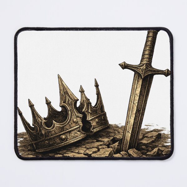Item preview, Fallen Kingdom: Broken Crown & Sword Woodcut Illustration designed and sold by Mafiazilla.