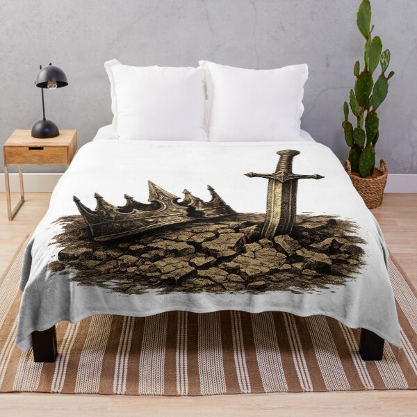 Item preview, Fallen Kingdom: Broken Crown & Sword Woodcut Illustration designed and sold by Mafiazilla.