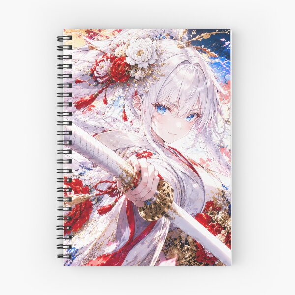 Item preview, White Haired Anime Samurai with Cherry Blossoms designed and sold by Japan-kanji-ya.