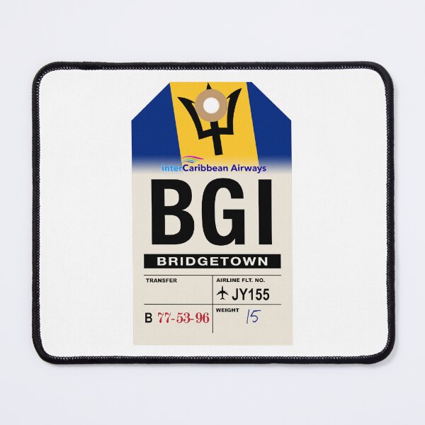Artikelvorschau, Gepäckanhänger der Fluggesellschaft Bridgetown (BGI) Barbados entworfen und verkauft von travelwitheric.