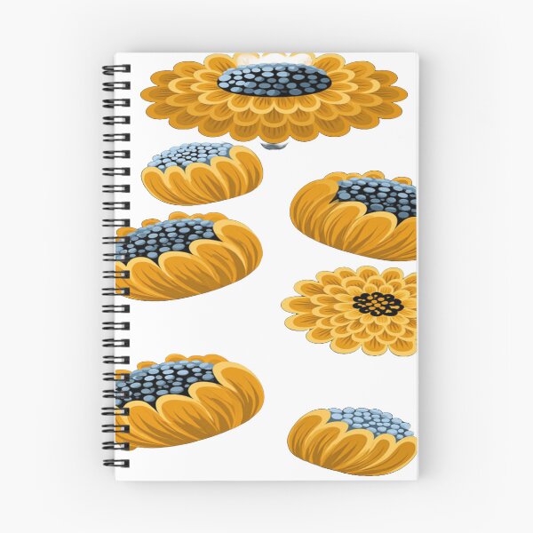 Item preview, The Graphic Garden of Eternal Sunflowers: Stylized Yellow & Blue Sunflowers - Folk Art Floral Motif on a Black Background designed and sold by RAYBIL.