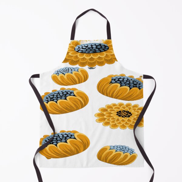 Item preview, The Graphic Garden of Eternal Sunflowers: Stylized Yellow & Blue Sunflowers - Folk Art Floral Motif on a Black Background designed and sold by RAYBIL.