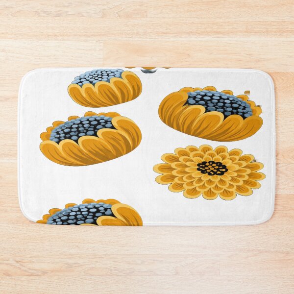 Item preview, The Graphic Garden of Eternal Sunflowers: Stylized Yellow & Blue Sunflowers - Folk Art Floral Motif on a Black Background designed and sold by RAYBIL.