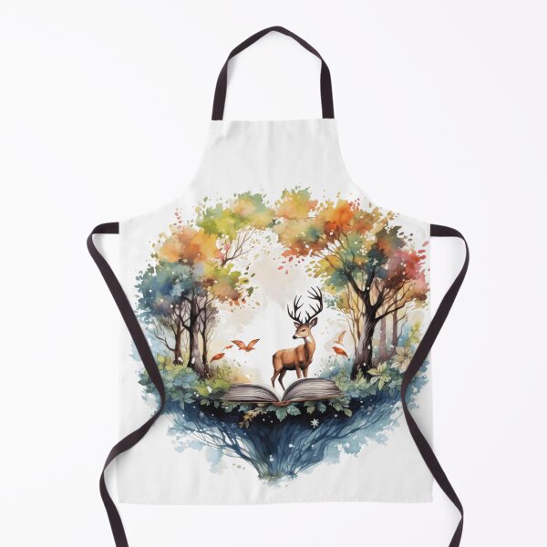 Item preview, 	Enchanted Forest Deer Rising from Open Book Watercolor designed and sold by ZetaLoom.