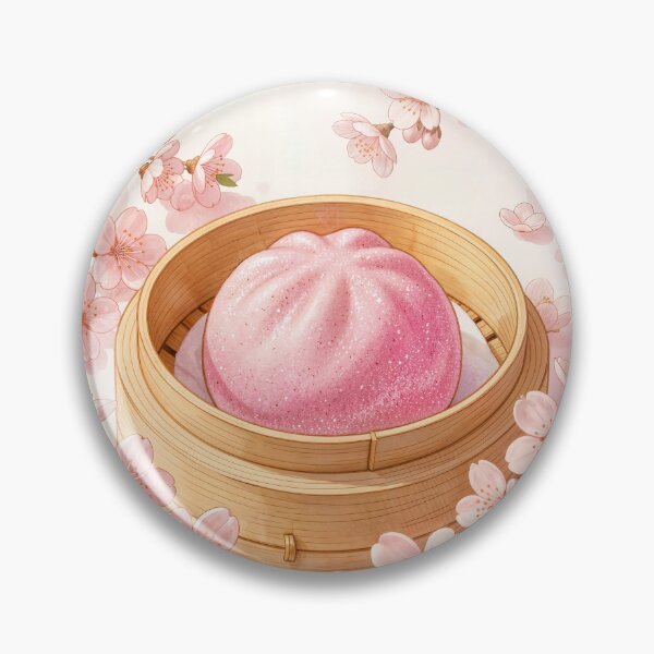 Item preview, Pink Dreamy Squishy Bun in Bamboo Steamer with Sakura Twigs designed and sold by EmeraldeaArt.