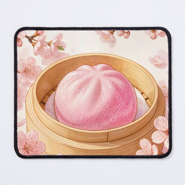 Item preview, Pink Dreamy Squishy Bun in Bamboo Steamer with Sakura Twigs designed and sold by EmeraldeaArt.