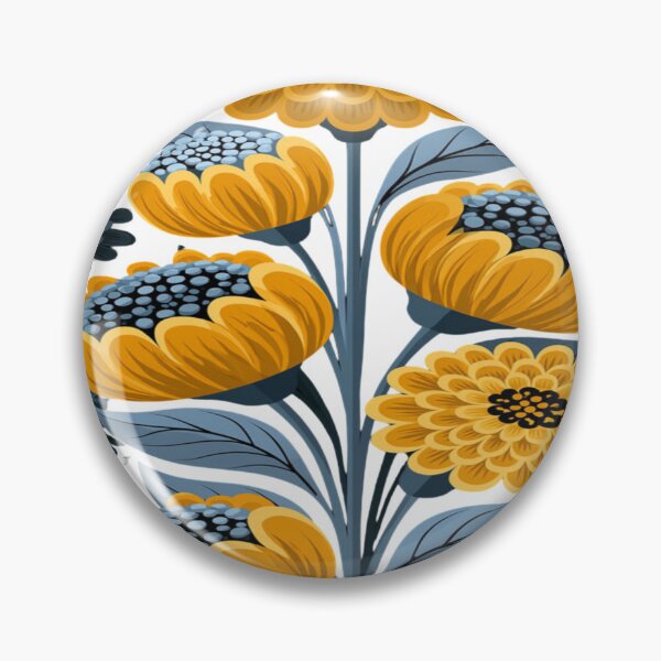 Item preview, The Graphic Garden of Stylized Yellow & Blue Sunflowers - Folk Floral Pattern designed and sold by RAYBIL.