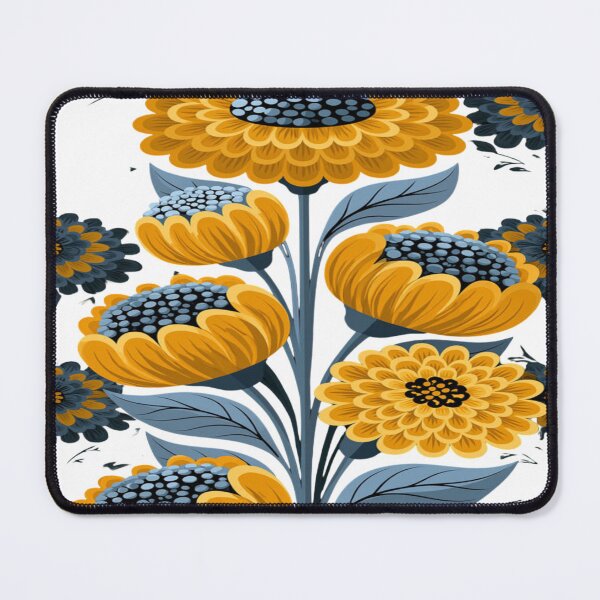 Item preview, The Graphic Garden of Stylized Yellow & Blue Sunflowers - Folk Floral Pattern designed and sold by RAYBIL.