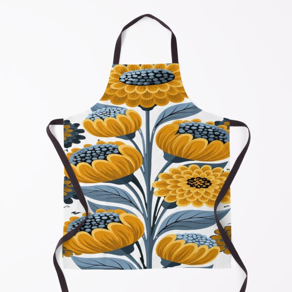 Item preview, The Graphic Garden of Stylized Yellow & Blue Sunflowers - Folk Floral Pattern designed and sold by RAYBIL.
