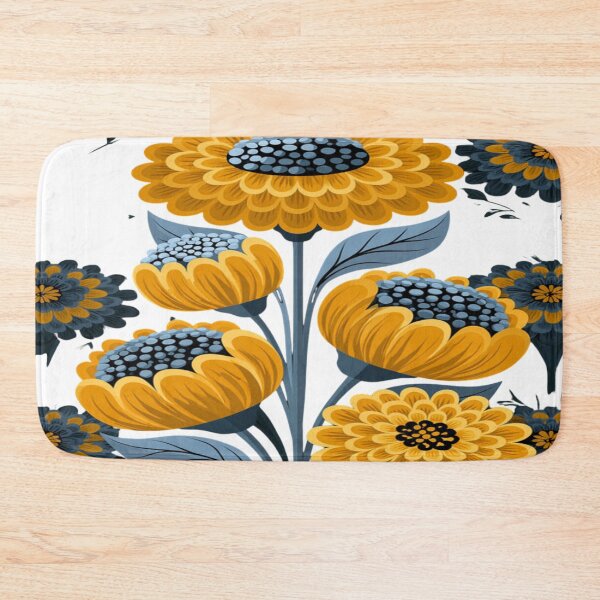Item preview, The Graphic Garden of Stylized Yellow & Blue Sunflowers - Folk Floral Pattern designed and sold by RAYBIL.