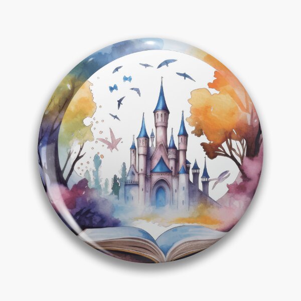 Item preview, 	Magical Fantasy Castle Rising from Open Book Watercolor designed and sold by ZetaLoom.