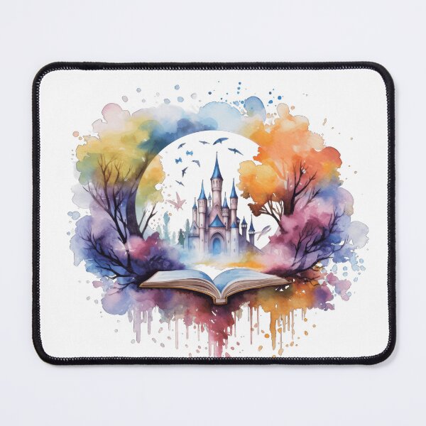 Item preview, Magical Fantasy Castle Rising from Open Book Watercolor designed and sold by ZetaLoom.