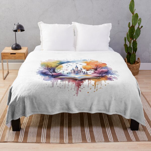 Item preview, 	Magical Fantasy Castle Rising from Open Book Watercolor designed and sold by ZetaLoom.