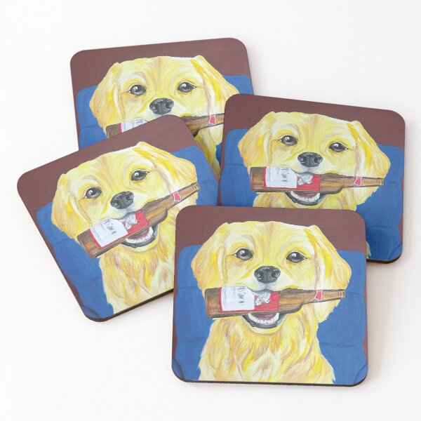 Item preview, Golden Retriever Drinking a Bottle of Beer designed and sold by colormemaroon.