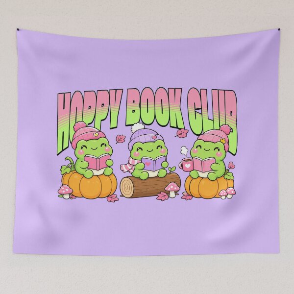 Item preview, Hoppy Book Club, frogs in Autumn reading designed and sold by BritishDelights.