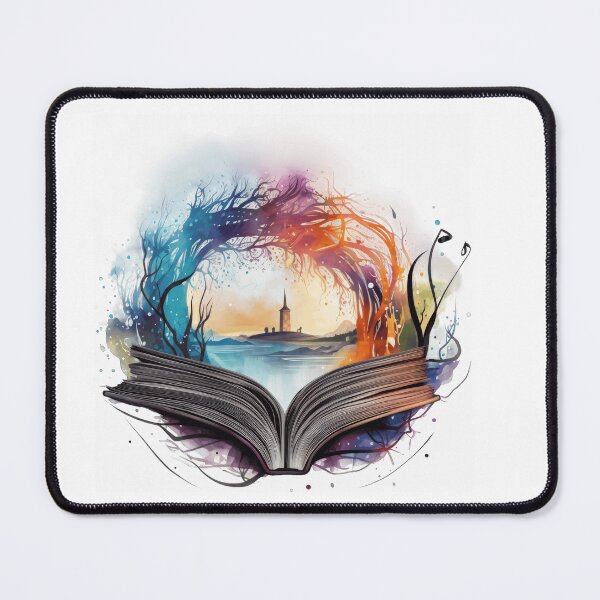 Item preview, Mystical Tower Landscape Rising from Open Book Watercolor designed and sold by ZetaLoom.