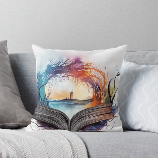 Item preview, 	Mystical Tower Landscape Rising from Open Book Watercolor designed and sold by ZetaLoom.