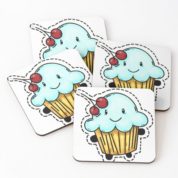 Item preview, Cute Blue Cupcake with Cherries designed and sold by kawanva-studio.