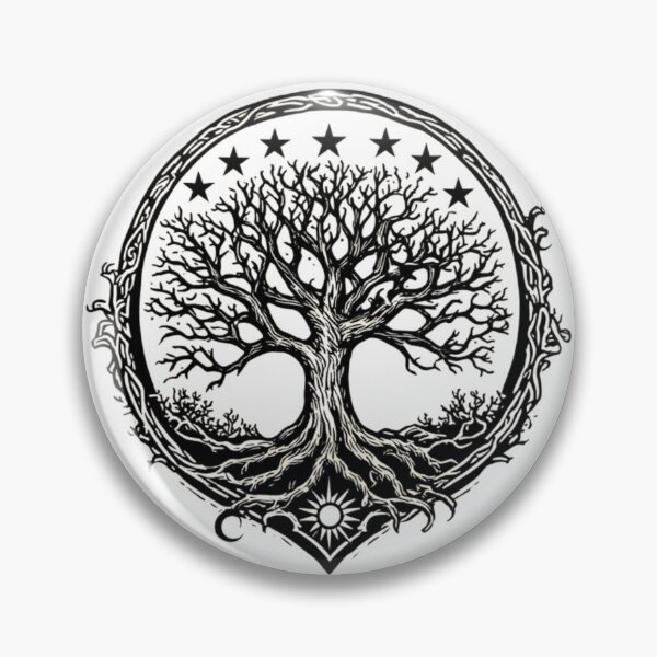 Item preview, Ancient White Tree and Seven Stars Heraldic Woodcut designed and sold by thepixelcloset.