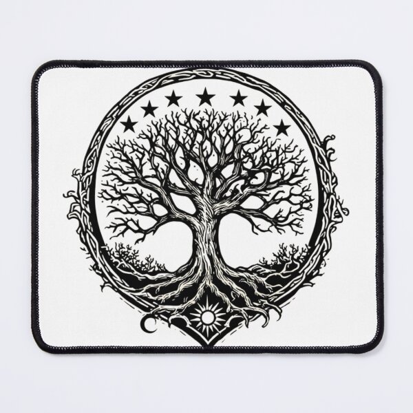 Item preview, Ancient White Tree and Seven Stars Heraldic Woodcut designed and sold by thepixelcloset.